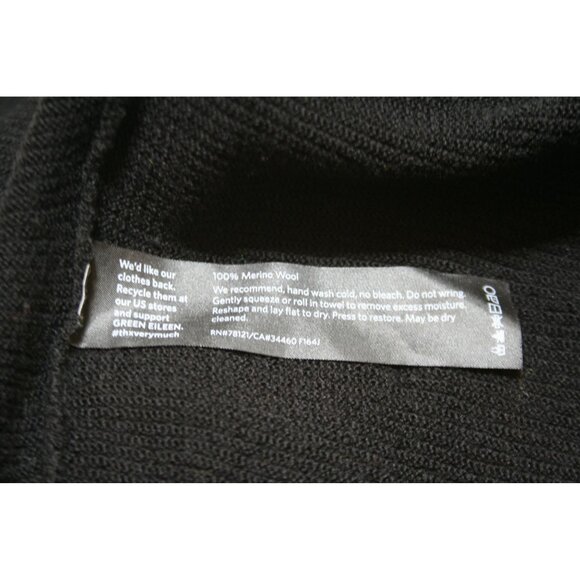 Eileen Fisher Womens Medium 100% Merino Wool Sweater Black Lightweight Capsule - Picture 4 of 8